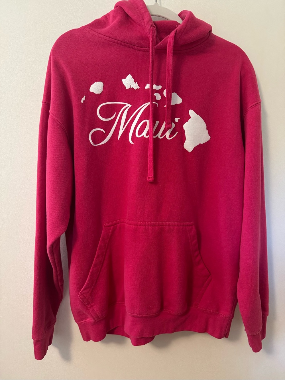 Maui Script Graphic Hoodie in Bright Pink